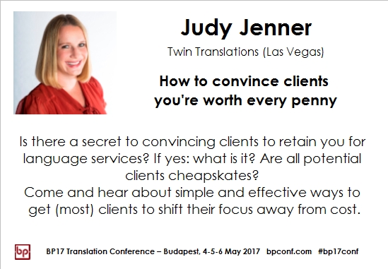 BP17 Translation Conference Judy Jenner How to convince clients session card