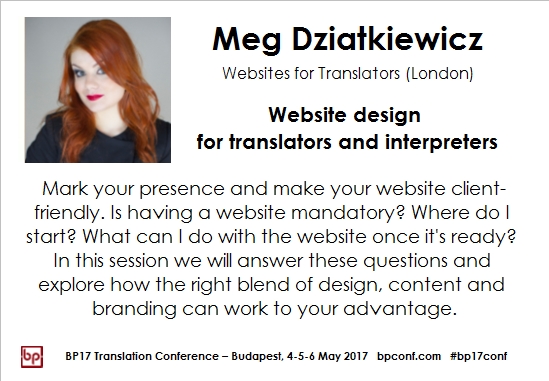 BP17 Translation Conference Meg Dziatkewicz websites session card