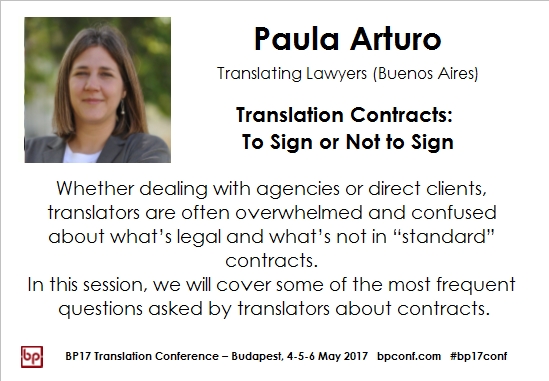 BP17 Translation Conference Paula Arturo translation contracts session card