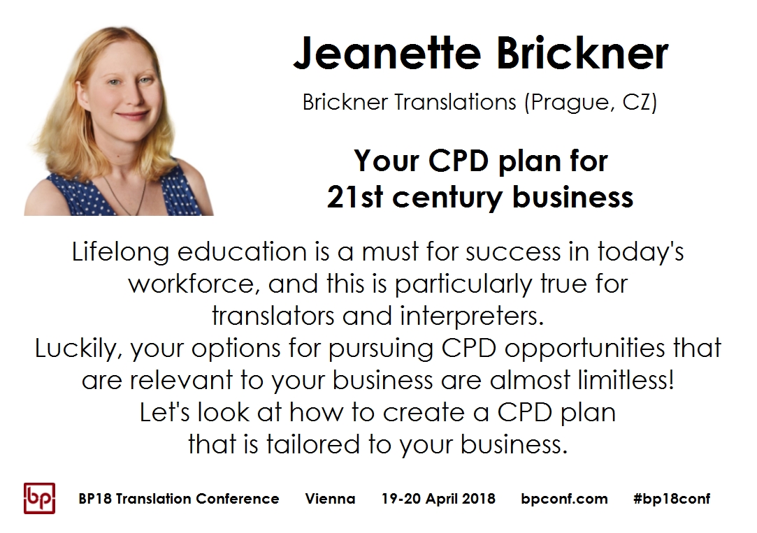 BP18 Translation Conference Jeanette Brickner CPD plan for 21st century business