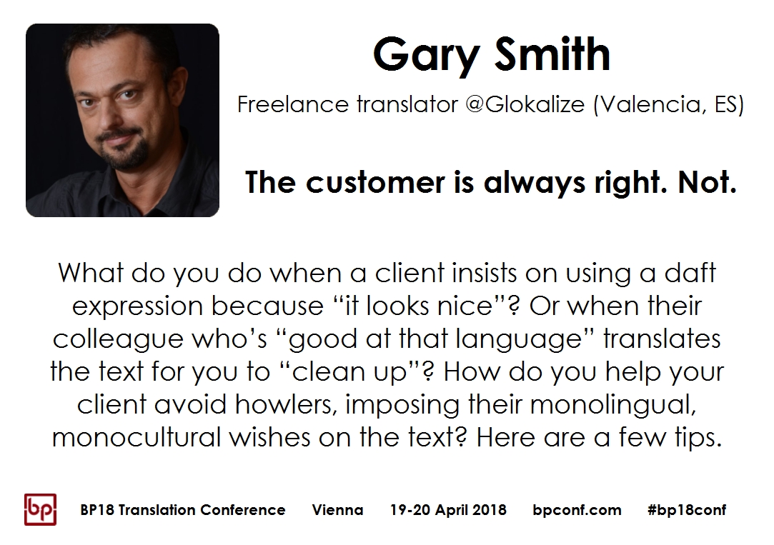 BP18 Translation Conference speaker Gary Smith