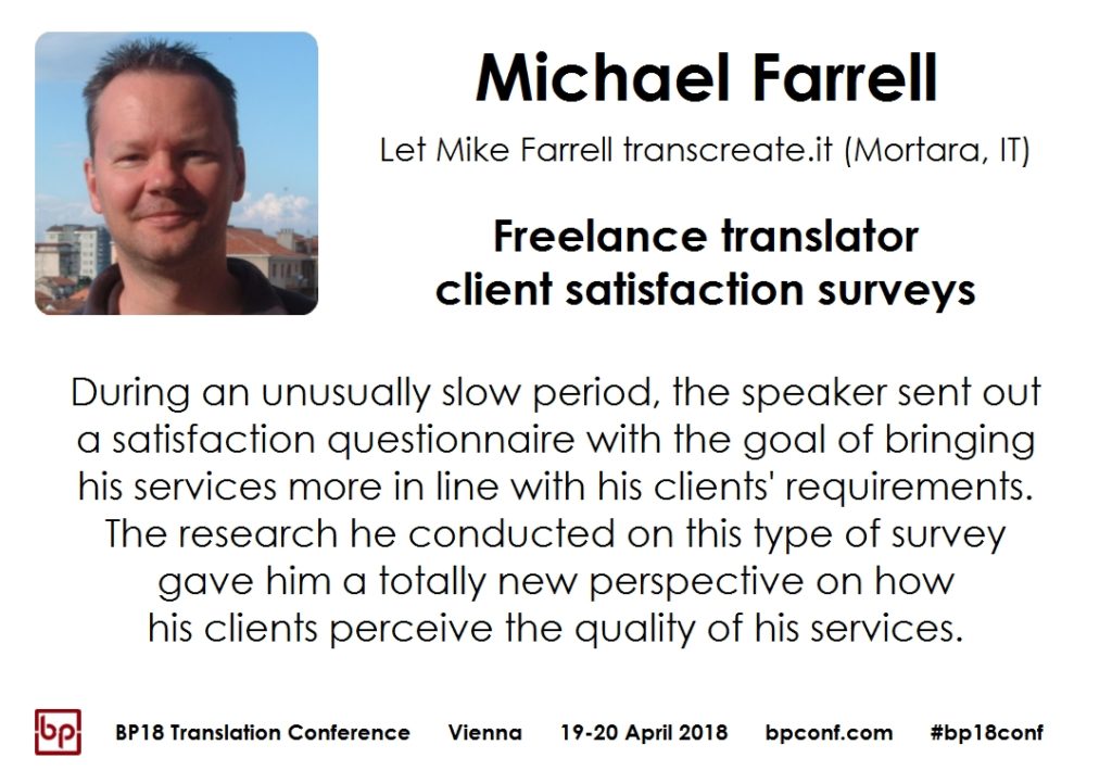 BP18 Translation Conference Michael Farrell client satisfaction surveys