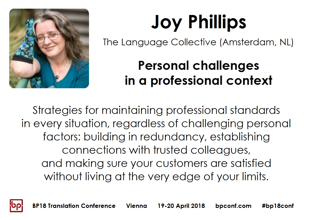 BP18 Translation Conference Joy Phillips Personal challenges in a professional context