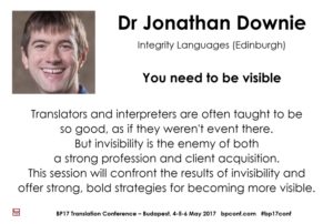 BP17 Transation Conference Jonathan Downie visible interpreter session card