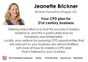 BP18 Translation Conference Jeanette Brickner CPD plan for 21st century business