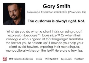 BP18 Translation Conference speaker Gary Smith