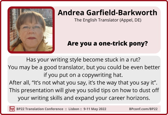BP22 Translation Conference ::  Andrea Garfield Backworth