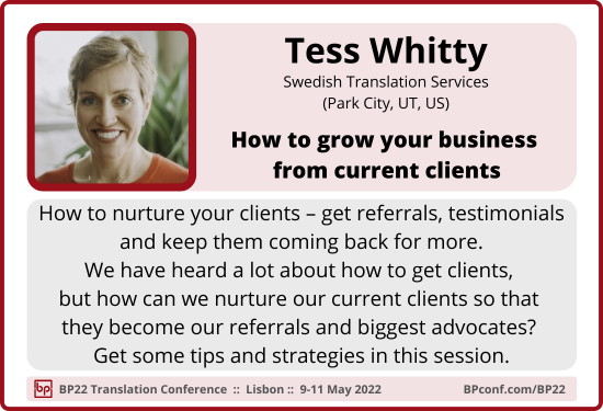 BP22 Translation Conference :: Tess Whitty :: Grow your business