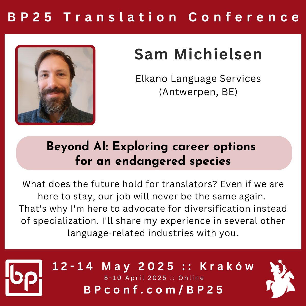 Sam Michielsen BP25 Translation Conference -- Career options for translators in the age of AI