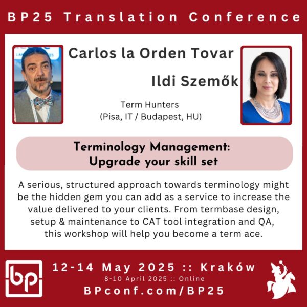 Carlos la Order Tovar Ildi Szemők BP25 Translation Conference Terminology management workshop