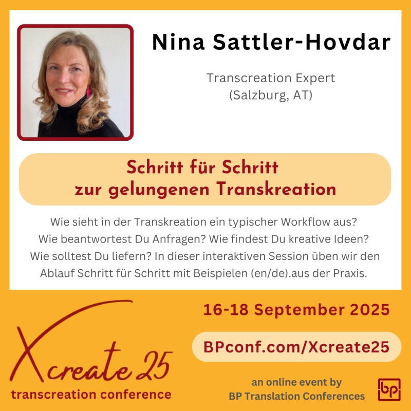 Xcreate25 online konferenz über Transkreation :: Nina Sattler-Hovdar