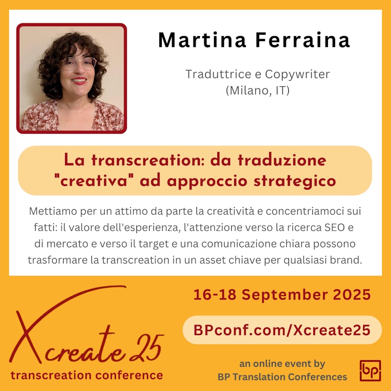 Xcreate25 transcreation conference Martina Ferraina transcreazione