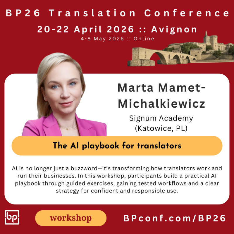BP26 Translation Conference :: AI playbook workshop :: Marta Mamet-Michalkiewicz