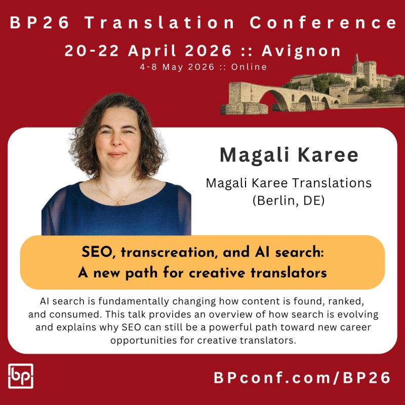 BP26 Translation Conference Avignon :: Magali Karee :: SEO and AI search for translators